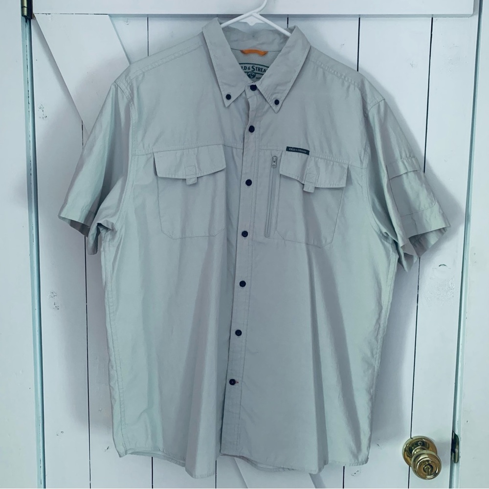 Fishing Shirt Button Down Shirt Short Sleeve Shirt Khaki Shirt Men's XL Hiking
